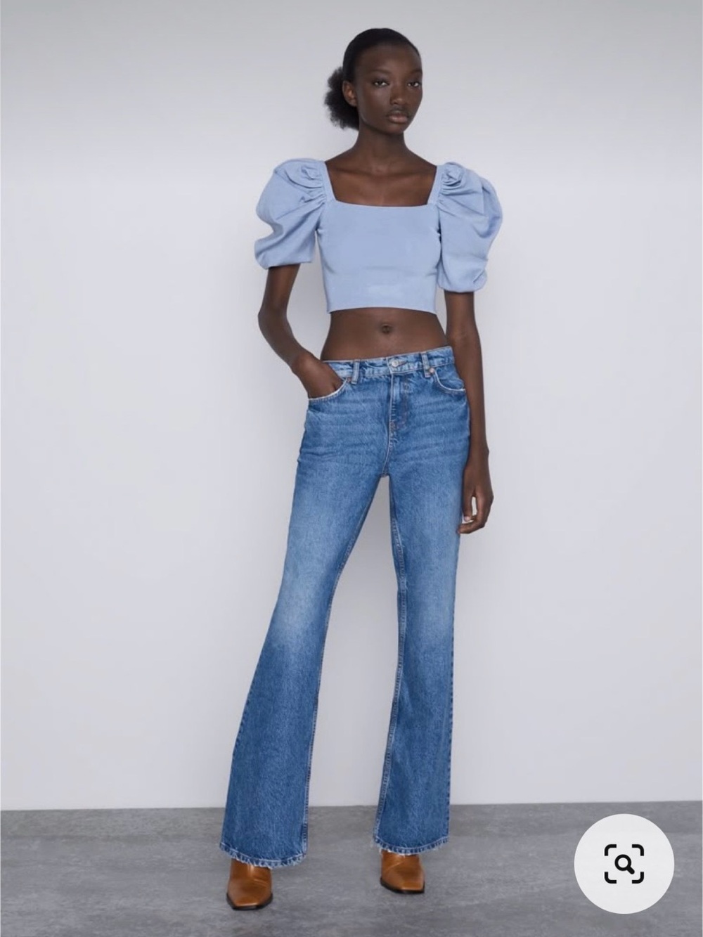 Puff Sleeve Crop Top - Size S